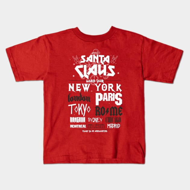 Santa Claus World tour Kids T-Shirt by Piercek25